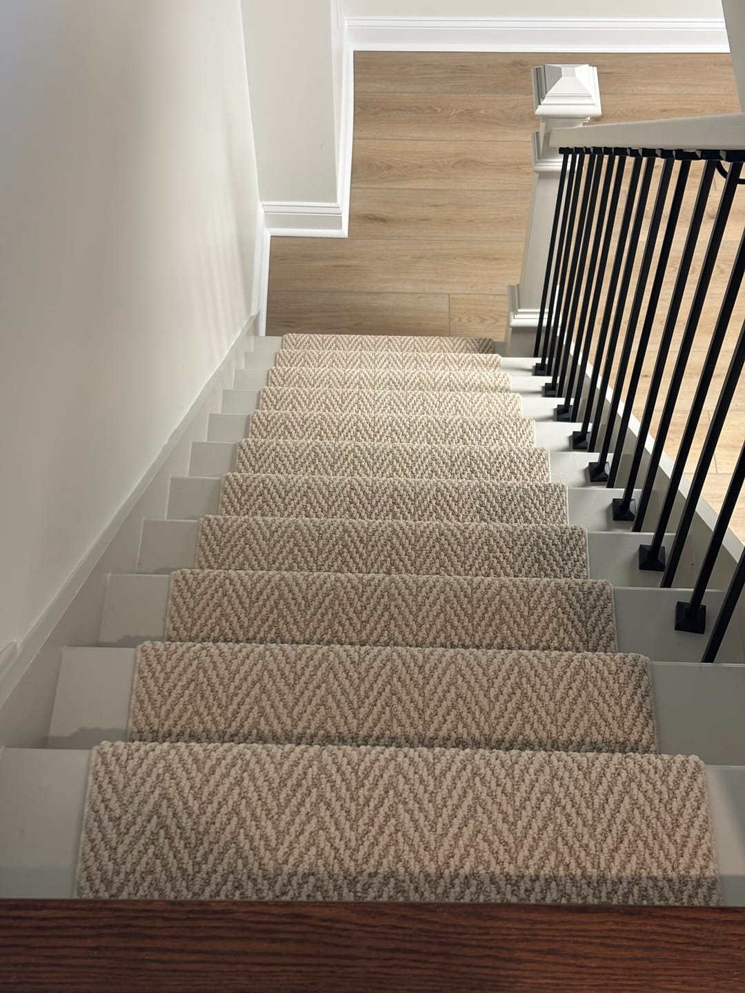 Customer photo review of Anderson Tuftex Boutique Herringbone Stair Runner