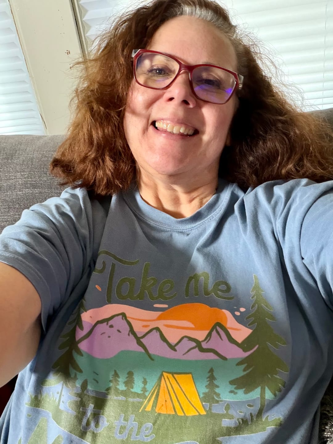 Customer photo review of Take Me To The Mountains T-shirt
