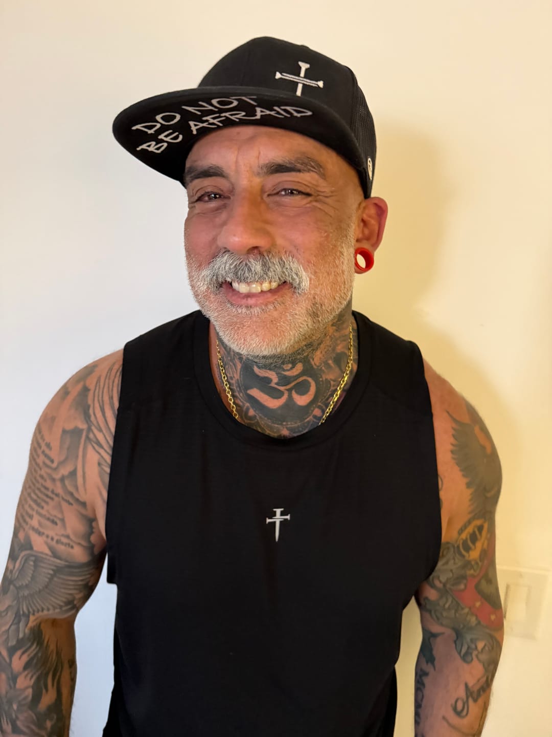 Customer photo review of 3 Nail Cross - Do Not Be Afraid Prayer Print Hats