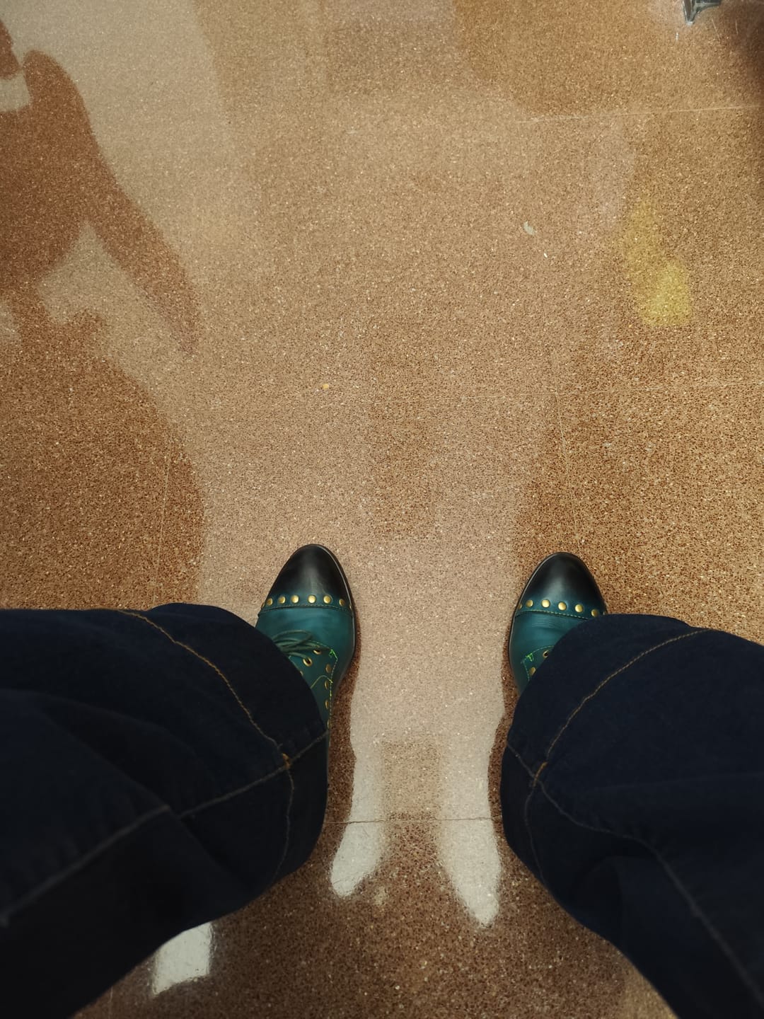 Customer photo review of Vintage Teal Studded Oxford Heels