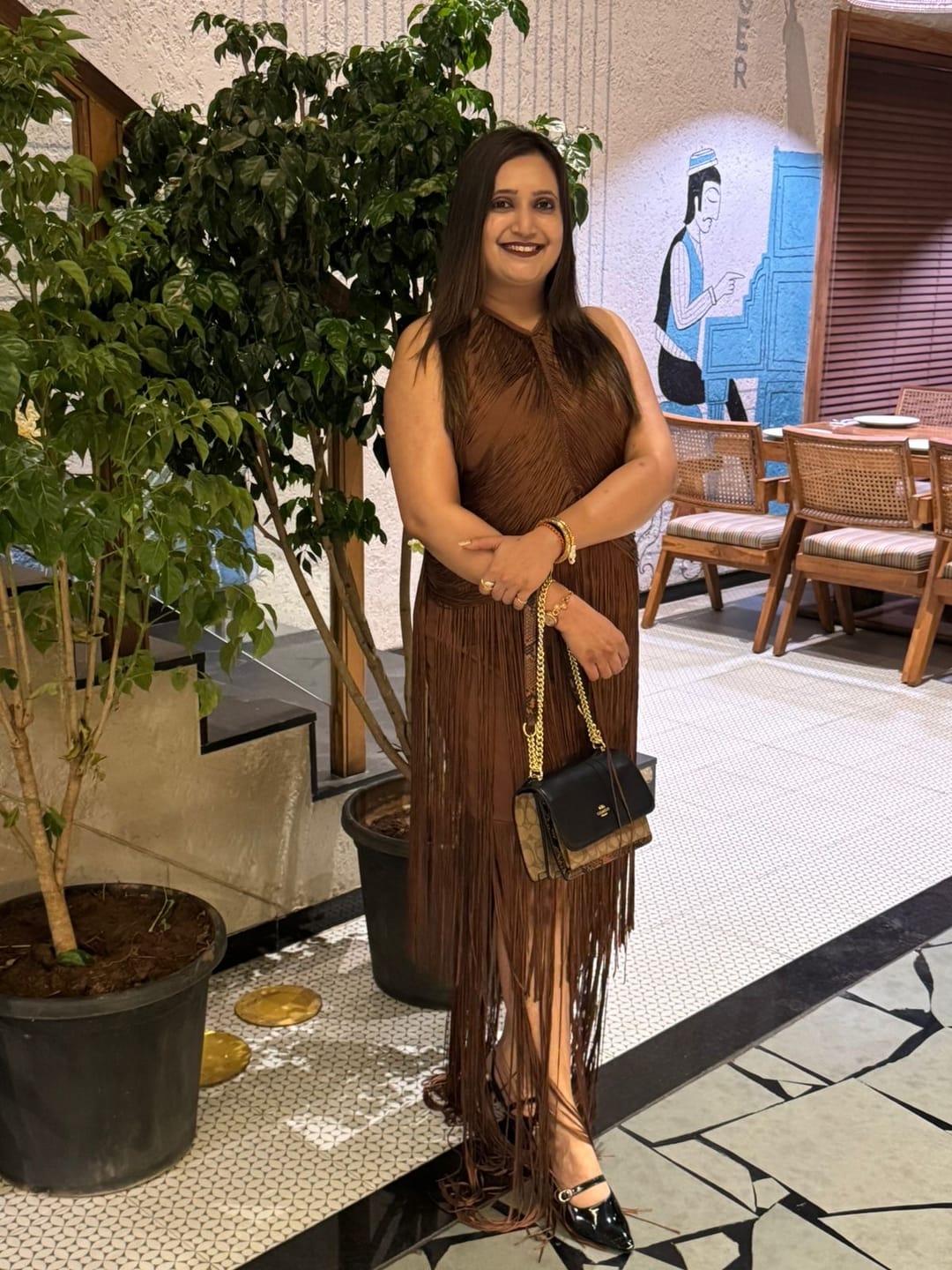 Customer photo review of Roman Fringed Maxi Dress
