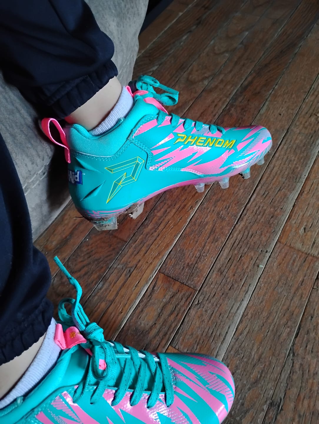 Customer photo review of Kool-Aid 'Sharkleberry Fin' Football Cleats - Quantum Speed by Phenom Elite