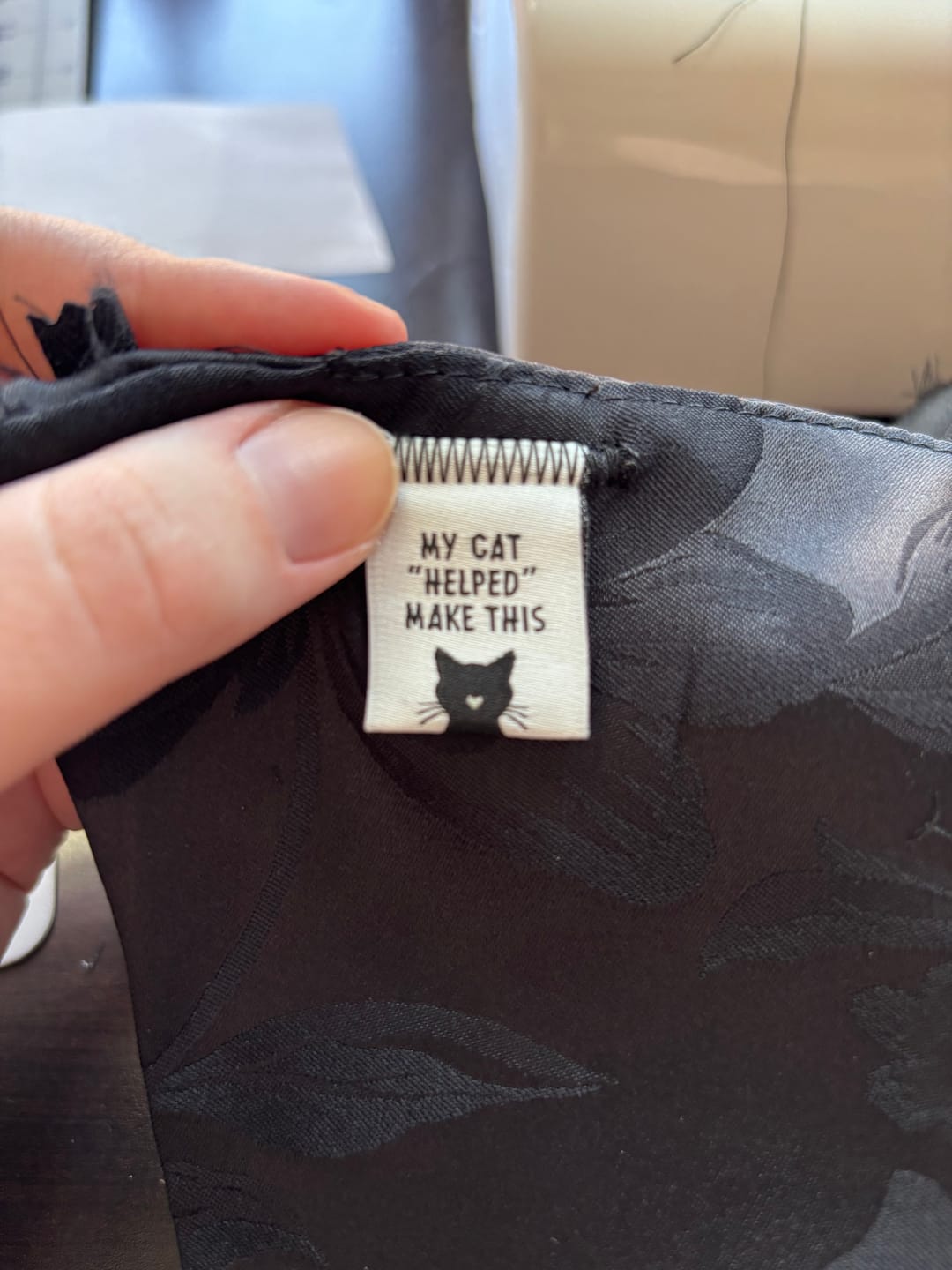 Customer photo review of My Cat "Helped" Make This | 6 Sew-in Labels