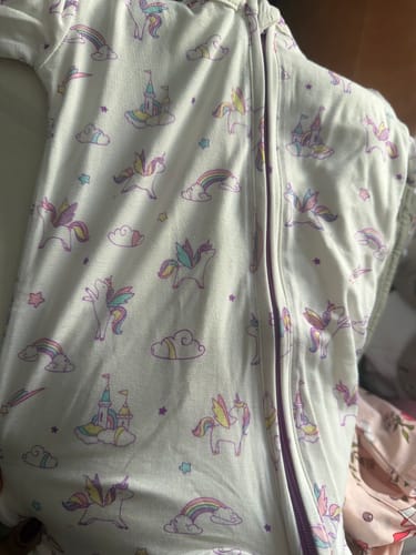 Customer photo review of Unicorn Bamboo Convertible Footie