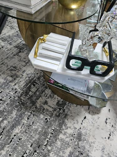 Customer photo review of White Marble Coaster Set with Brass Inlay for Drinks ( Sets Of 4)
