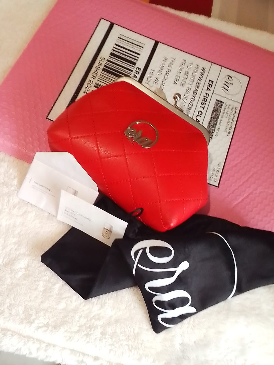 Customer photo review of ERA Mini Kisslock Chain Bag – Red