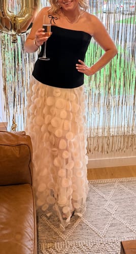 Customer photo review of Keira Strapless Maxi Dress by Bariano - RENTAL