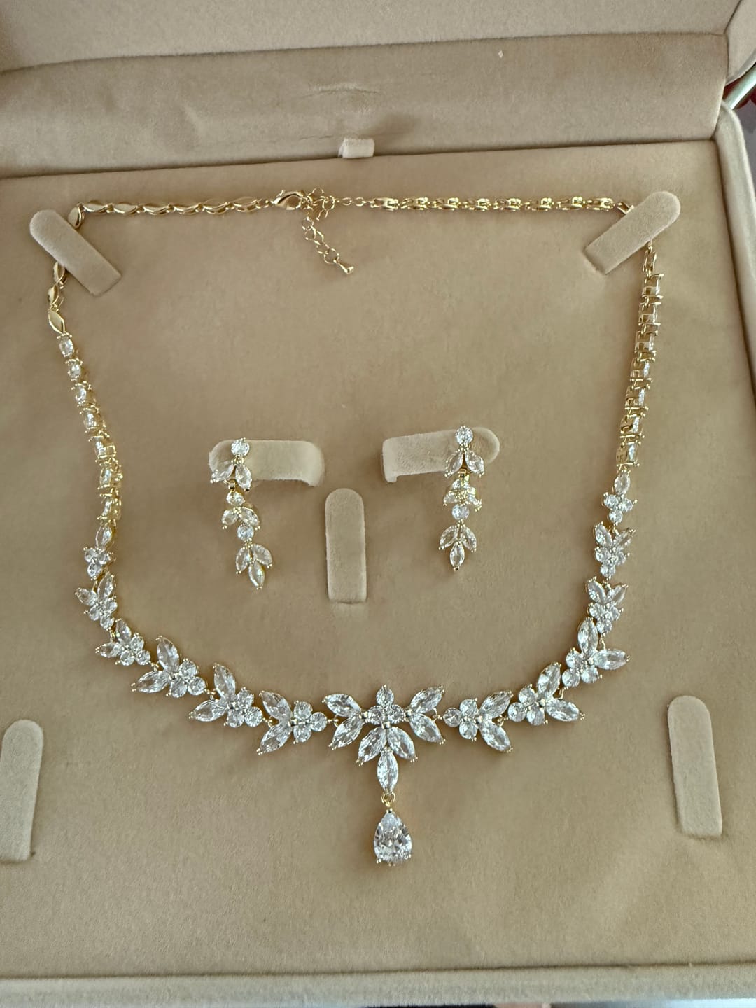 Customer photo review of Camilla Cascading Teardrop CZ Wedding Jewelry Set
