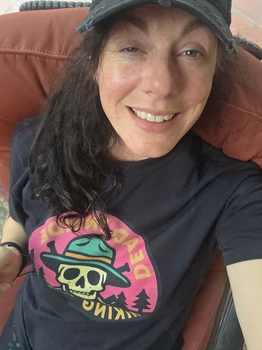 Customer photo review of Dead Inside Hiking Club T-Shirt