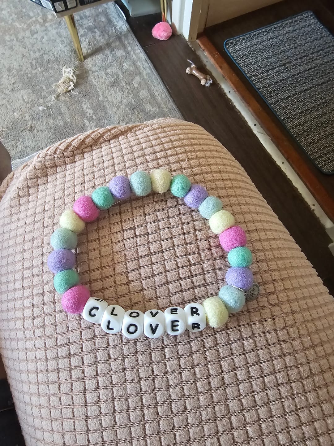 Customer photo review of Alphabet Pom Pom Collar