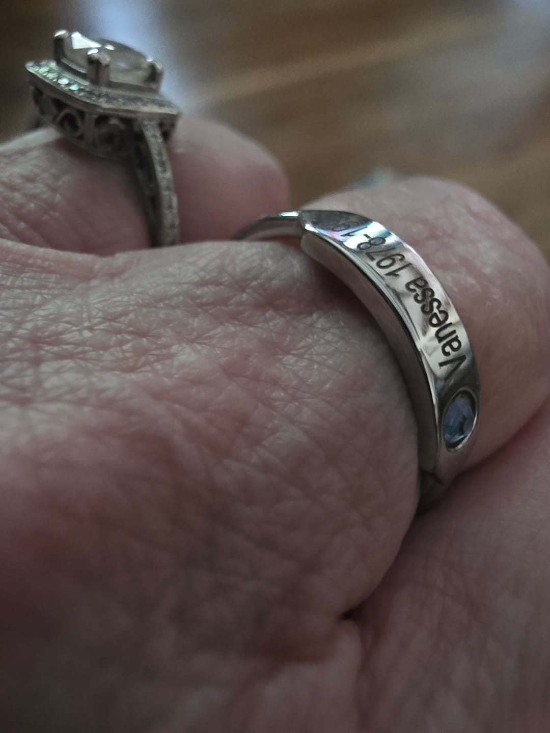 Customer photo review of For Memorial - Personalized Birthstone Name Memorial Ring
