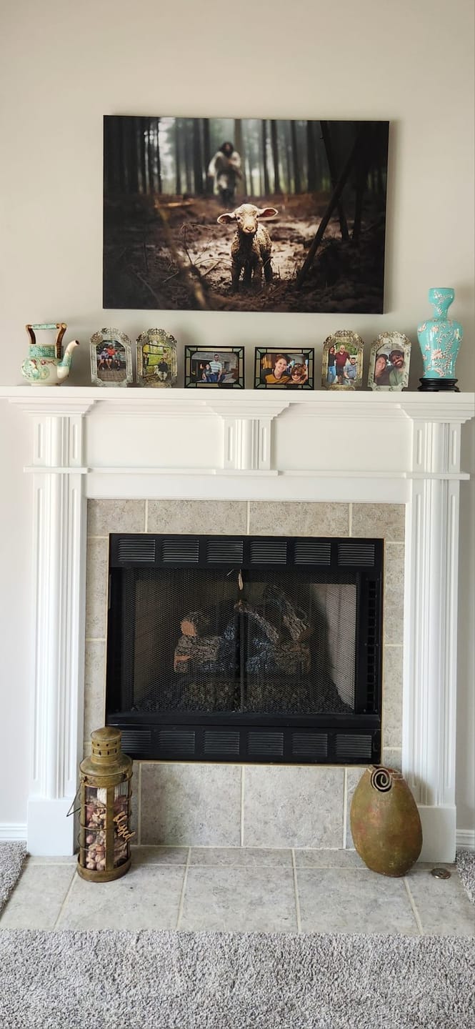 Customer photo review of Jesus Running After a Lost Lamb, Jesus and Lamb Picture, Wall Art Canvas
