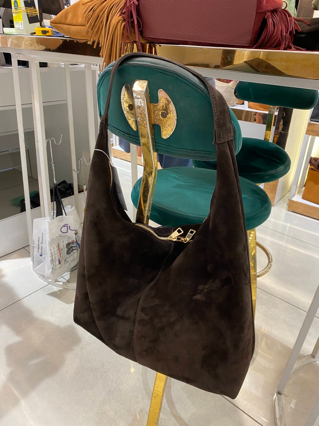 Customer photo review of Madlen Kahverengi Süet Çanta