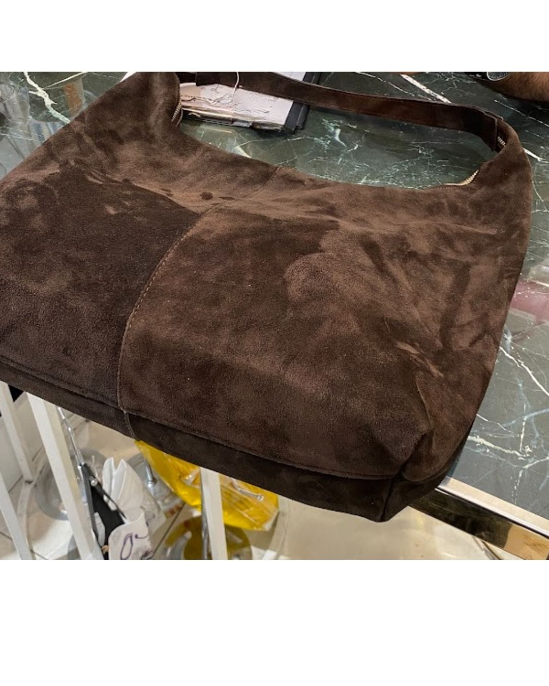 Customer photo review of Madlen Kahverengi Süet Çanta