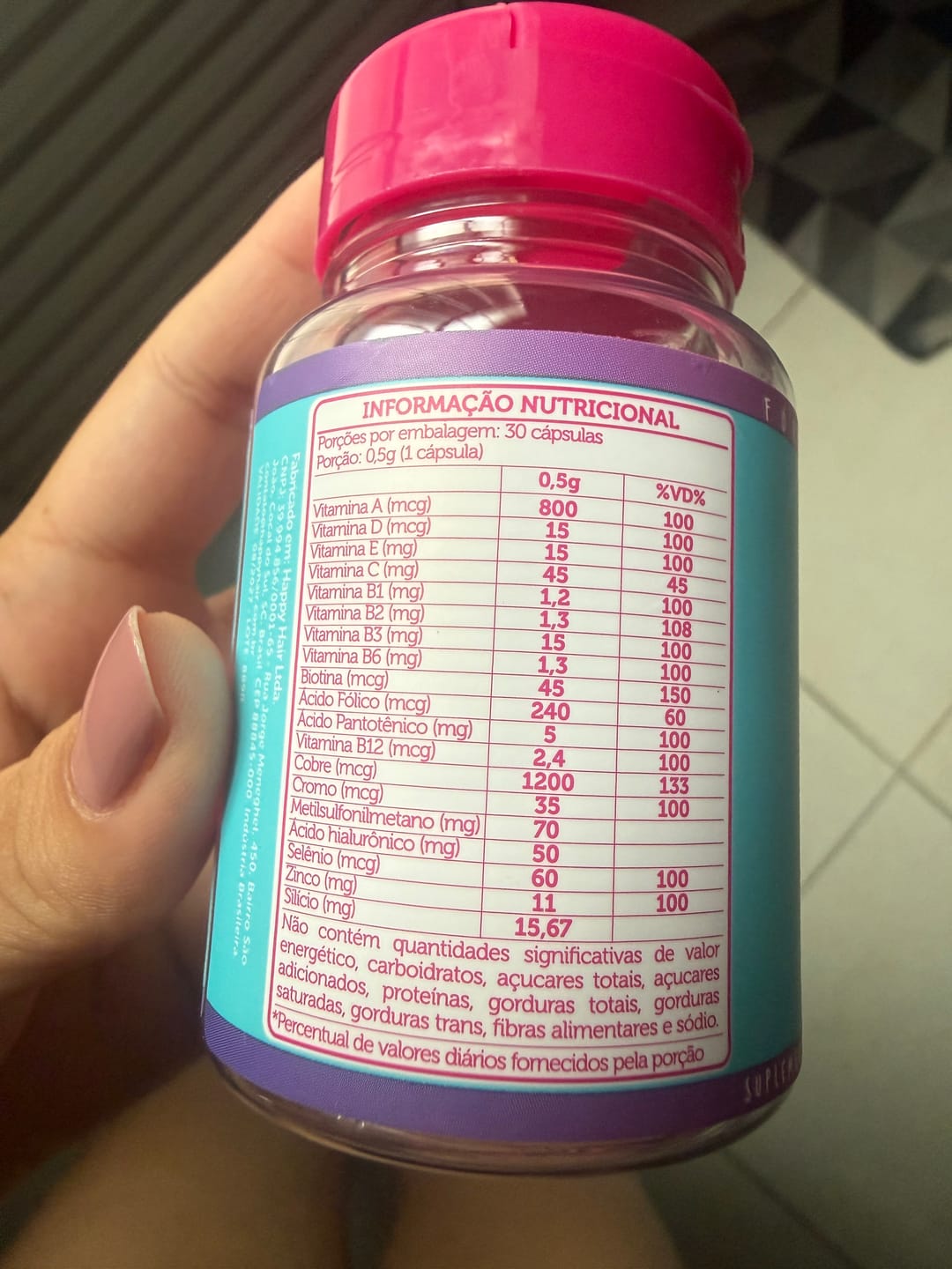 Customer photo review of Happy Hair 3 Potes + 1 Melatonina Grátis