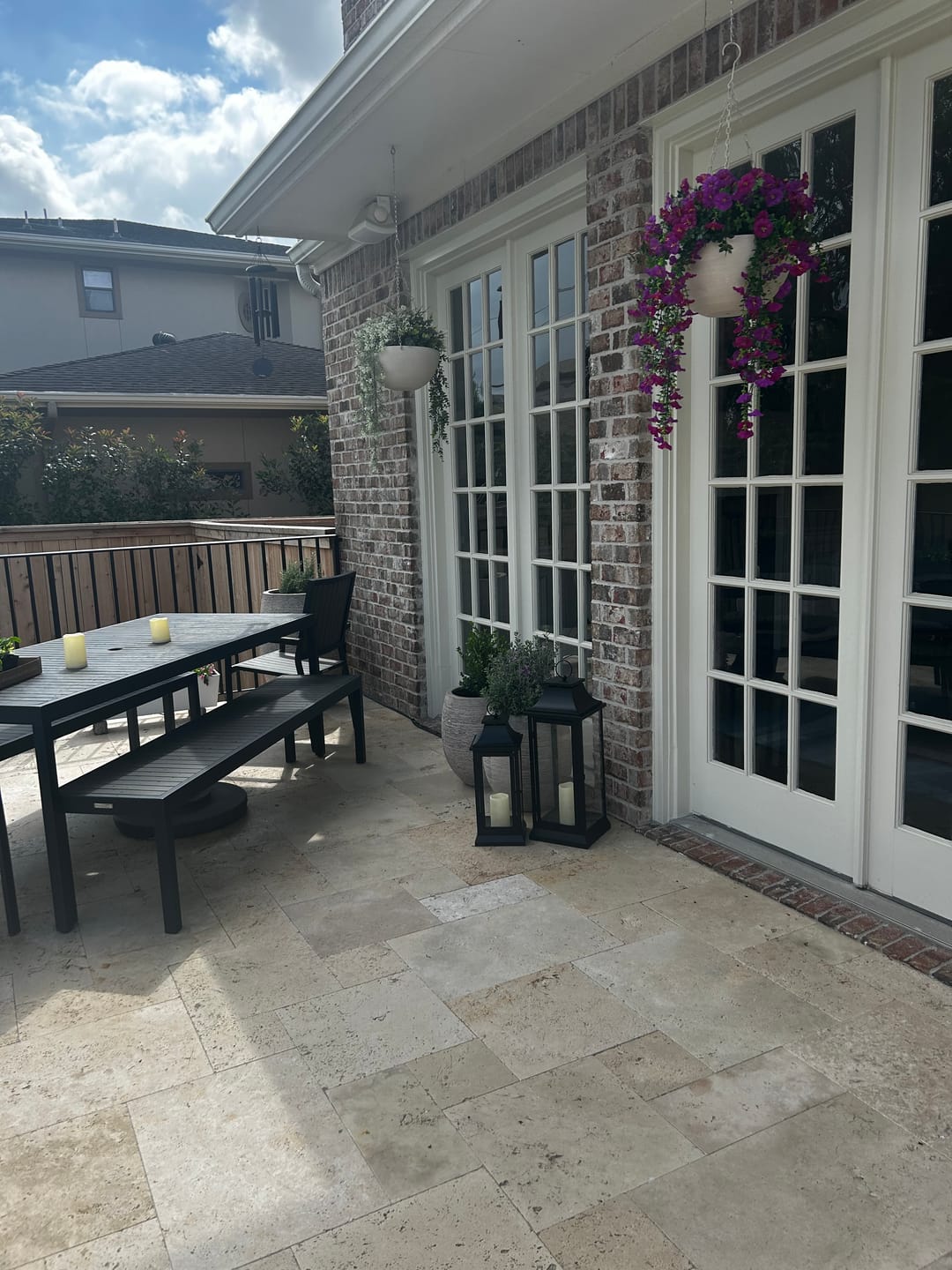 Customer photo review of Outdoor Hanging Petunia Basket - Purple