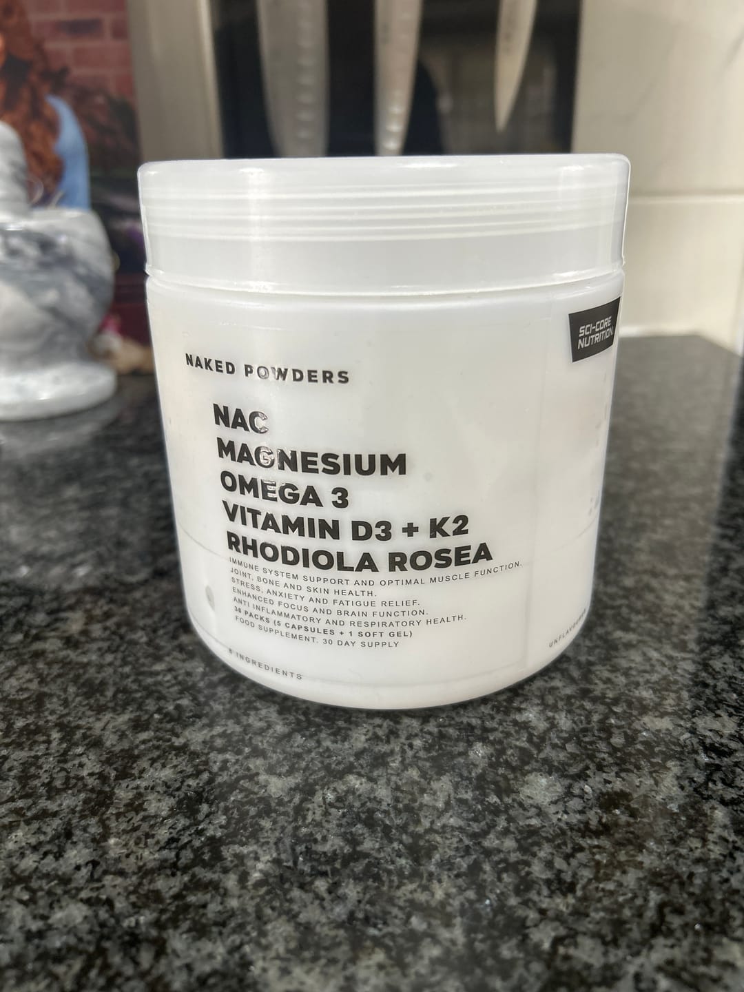 Customer photo review of NAC, Magnesium, Omega 3, Vit D3 + K2, Rhodiola Rosea - 30 daily packs