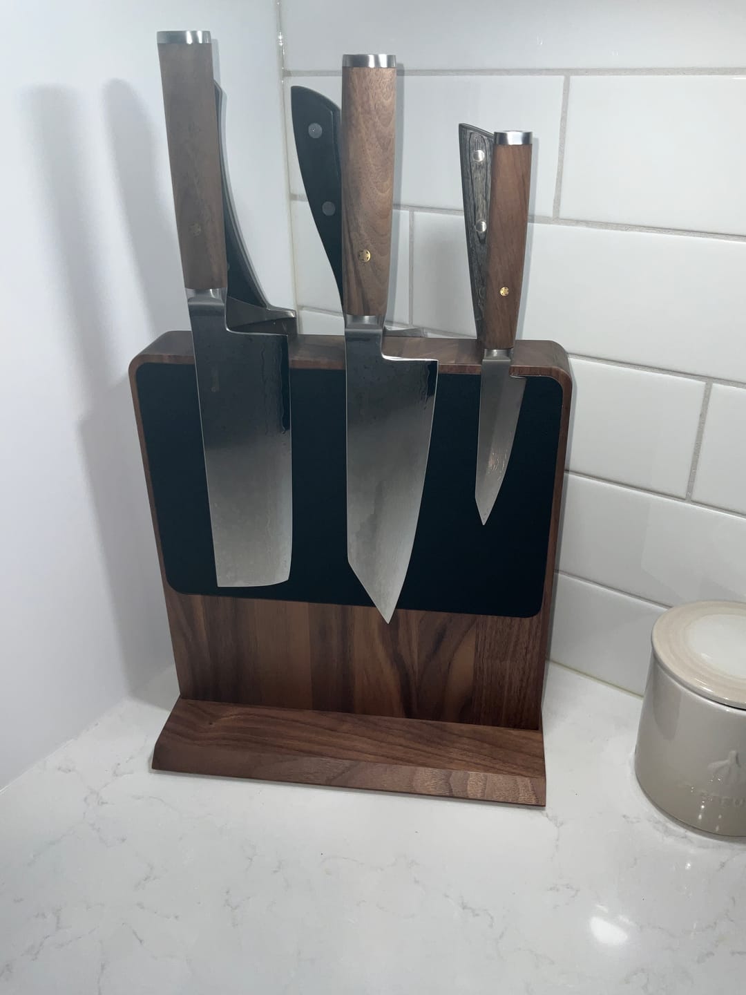 Customer photo review of Magnetic Knife Block - Walnut