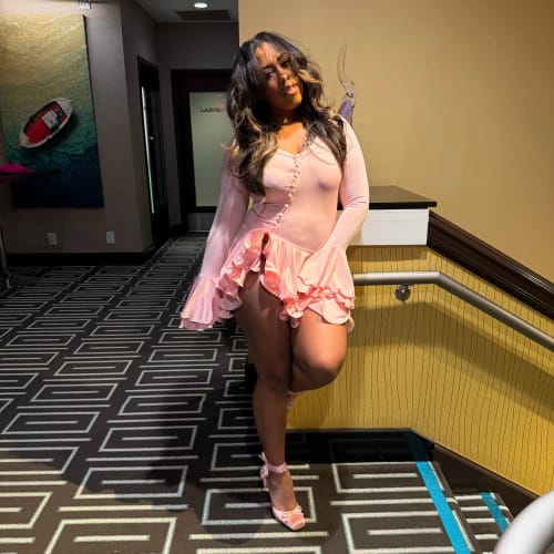 Customer photo review of Asymmetrical button dress