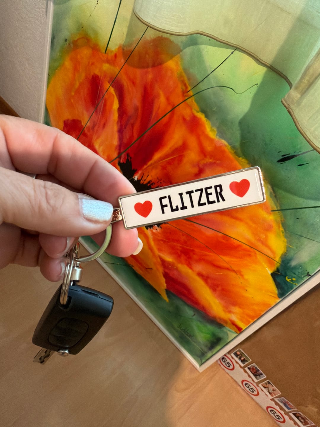 Customer photo review of Personalisierter Kennzeichen-Schlüsselanhänger – Dein Nummernschild als Anhänger