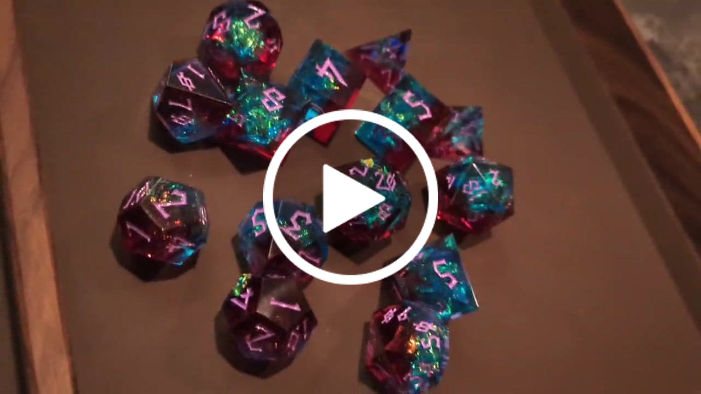 Customer video review of Sorcerous Burst Sharp-Edged Resin Dice Set