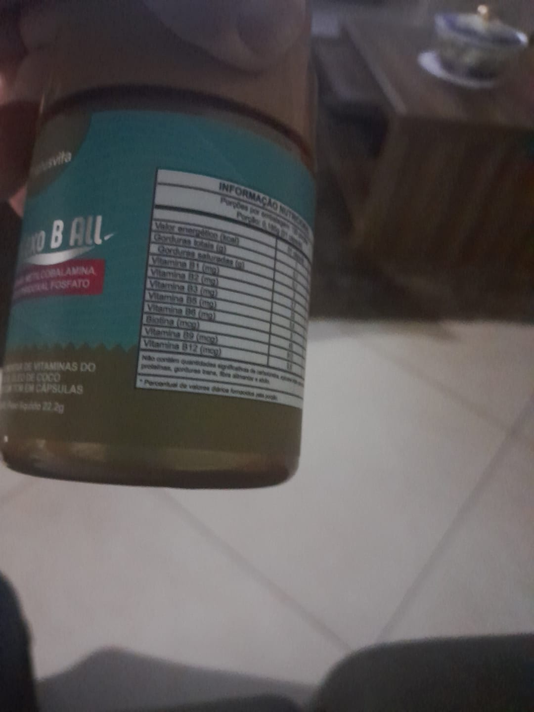 Customer photo review of Complexo B All. 120 cápsulas. Vitamina B1, B2, B3, B5, B6, B7, B9 e B12 com TCM e Óleo de Coco Softgel