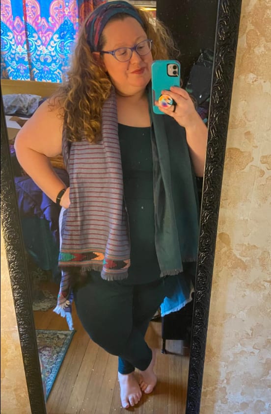 Customer photo review of NEW! Light Wool Cape Fusion Teal Purple