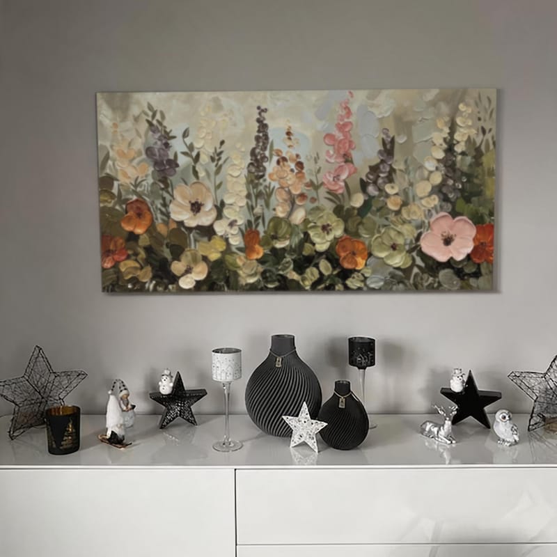 Customer photo review of Colorful Abstract Flower And Tree Textured Canvas Art #MF102