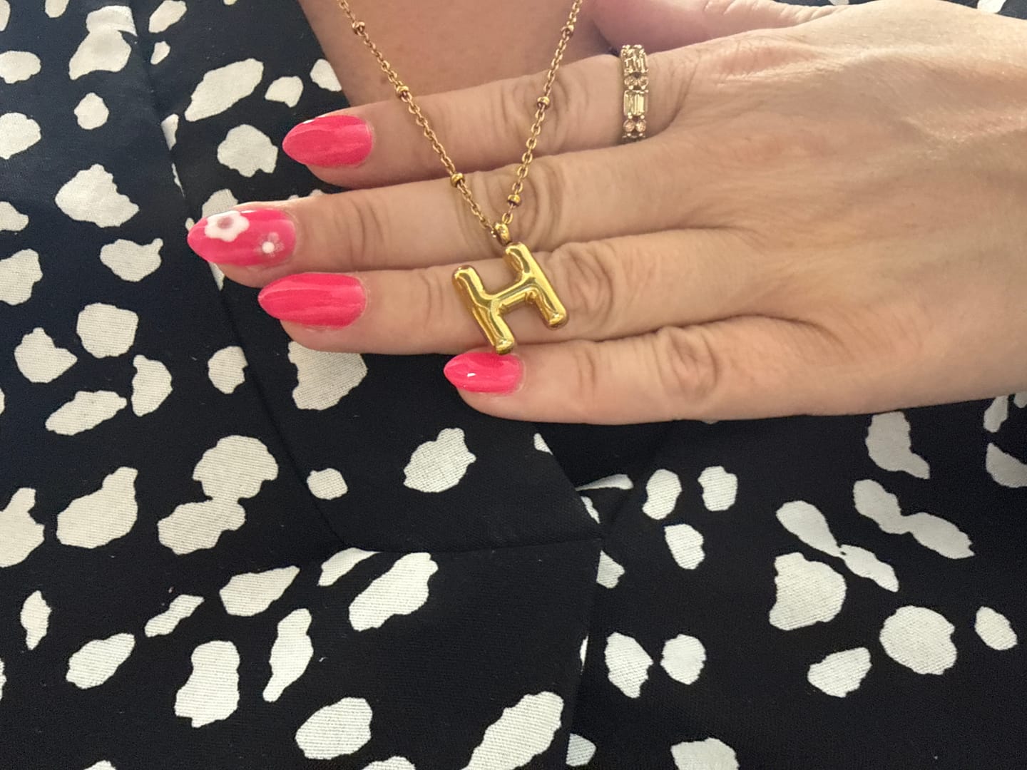 Customer photo review of Bubble Letter Initial Necklace (Bundle)