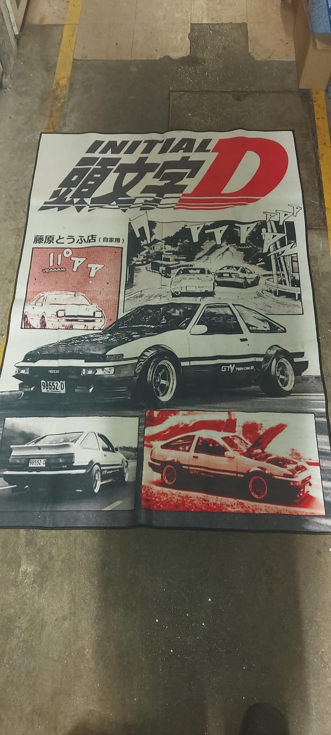 Customer photo review of Initial D Rug – Drift Racing Anime Fan Art Design