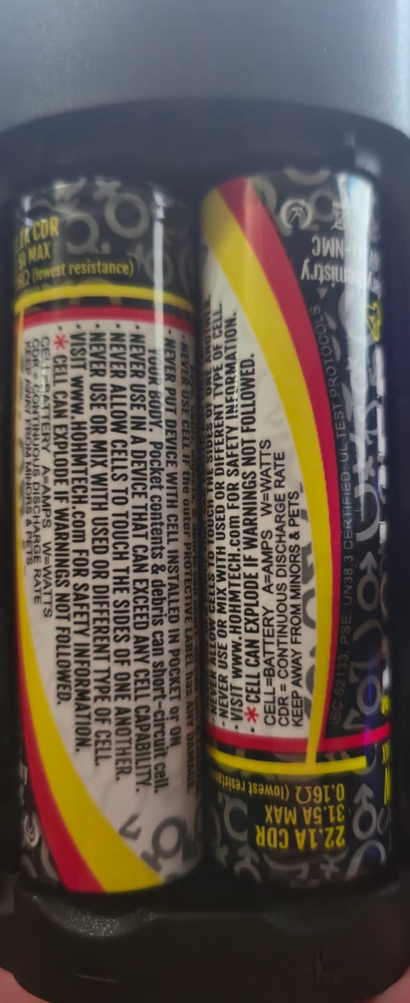 Customer photo review of Hohm Tech Life V4 18650 3015mAh 22.1A Battery