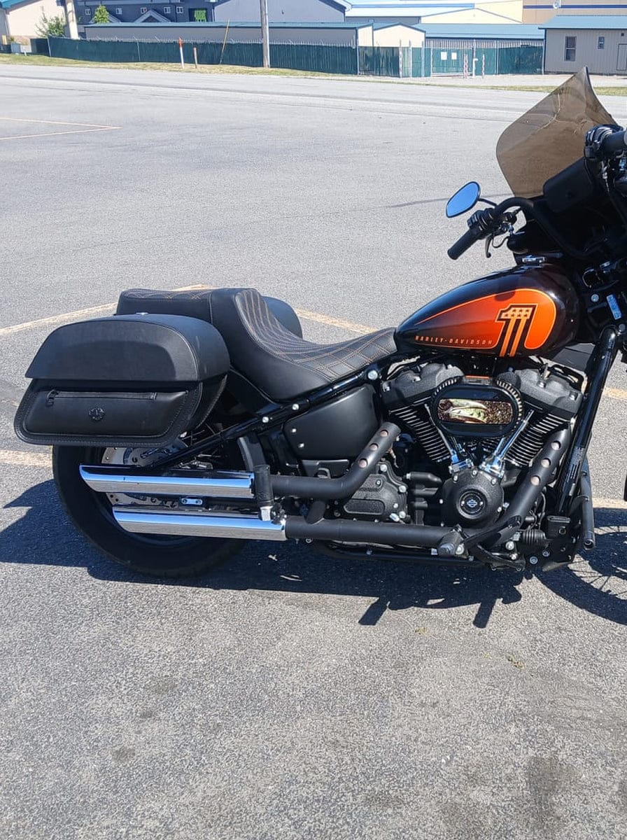 Customer photo review of 28L - Pantheon Medium Quick Mount Motorcycle Saddlebags For Harley Softail Street Bob FXBB/S
