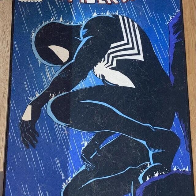 Customer photo review of Spider-Man Rug – Dark Symbiote Comic Design