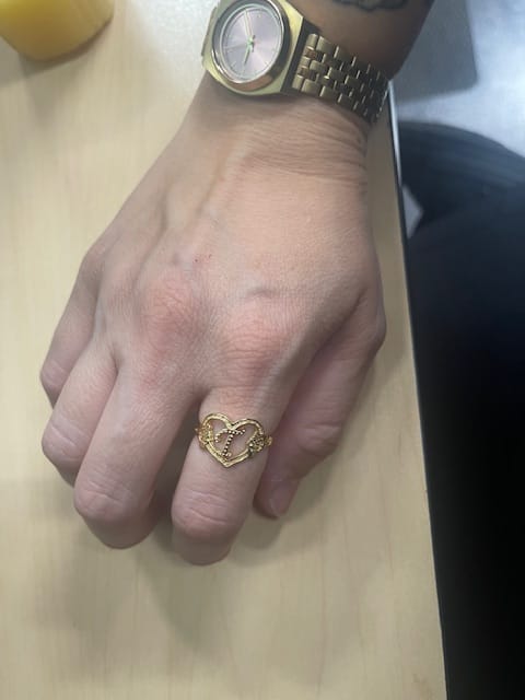 Customer photo review of Heart Initial Ring