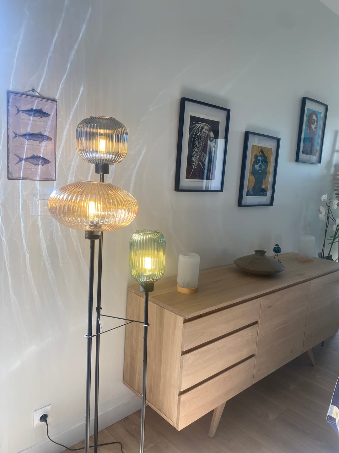 Customer photo review of Lampadaire en verre vintage CRISTALI | 3 luminaires à personnaliser