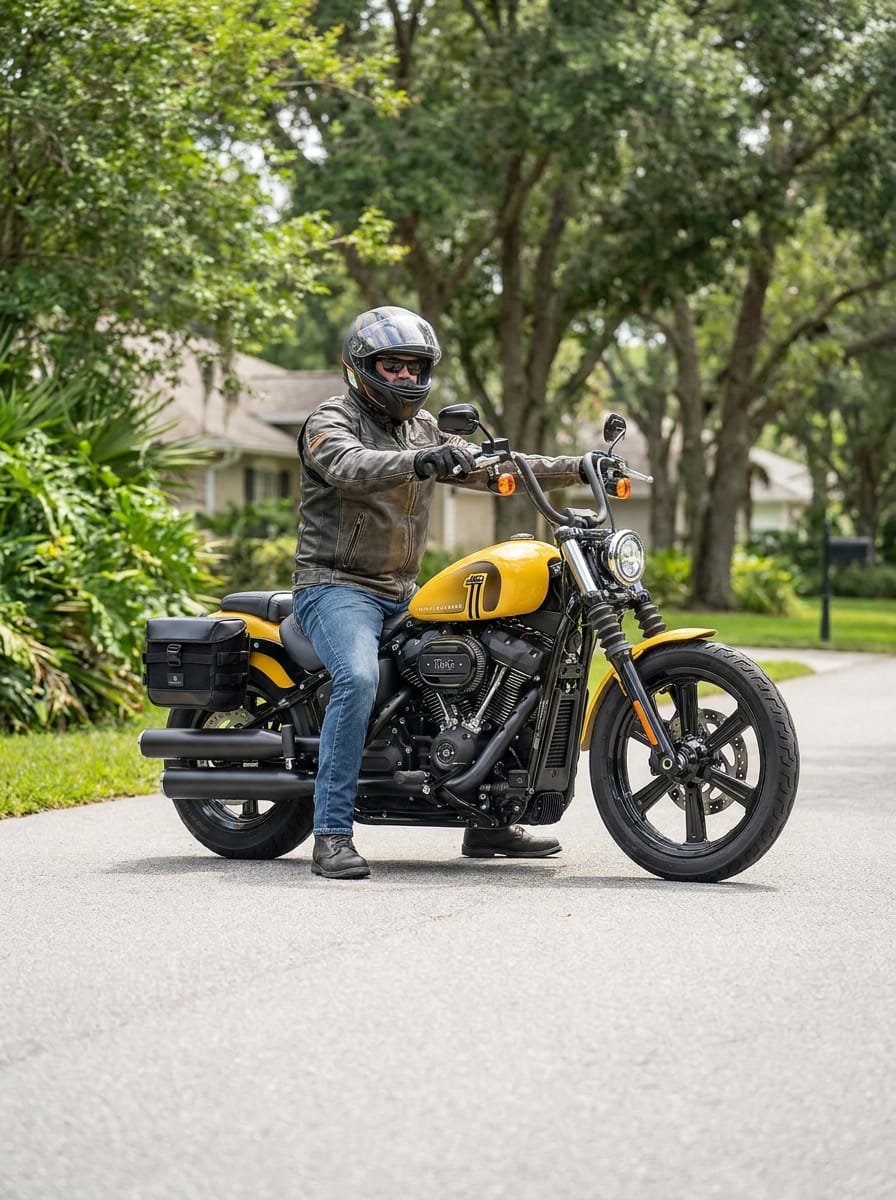 Customer photo review of 20L - Incognito Quick-Mount Small Saddlebags for Harley Softail Street Bob FXBB/S
