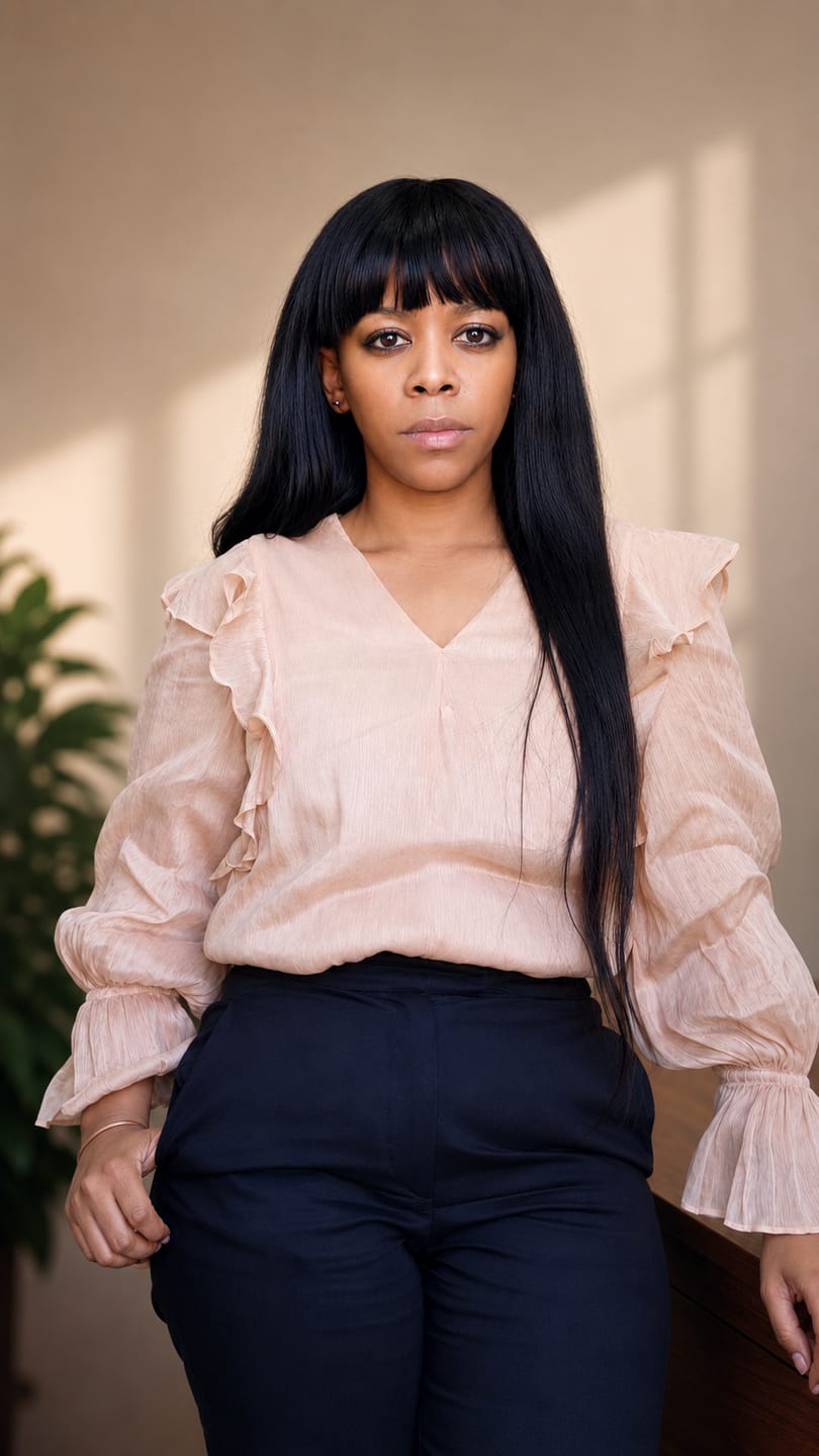 Customer photo review of Brazilian Straight Fringe 22"