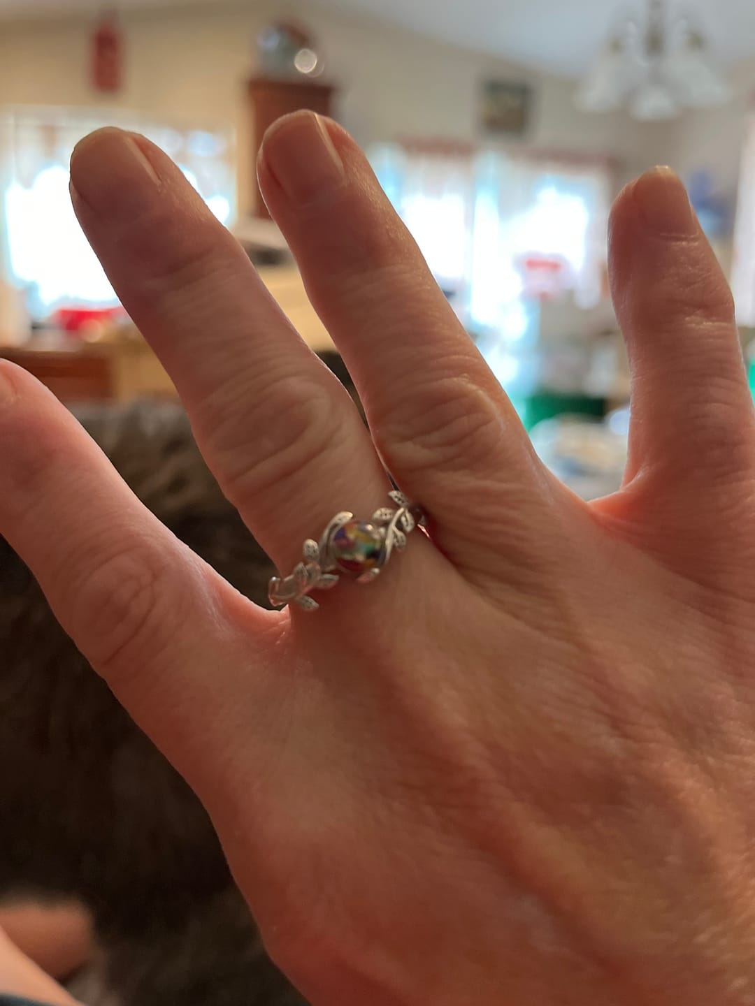 Customer photo review of Leaf Opal Cremation Ring