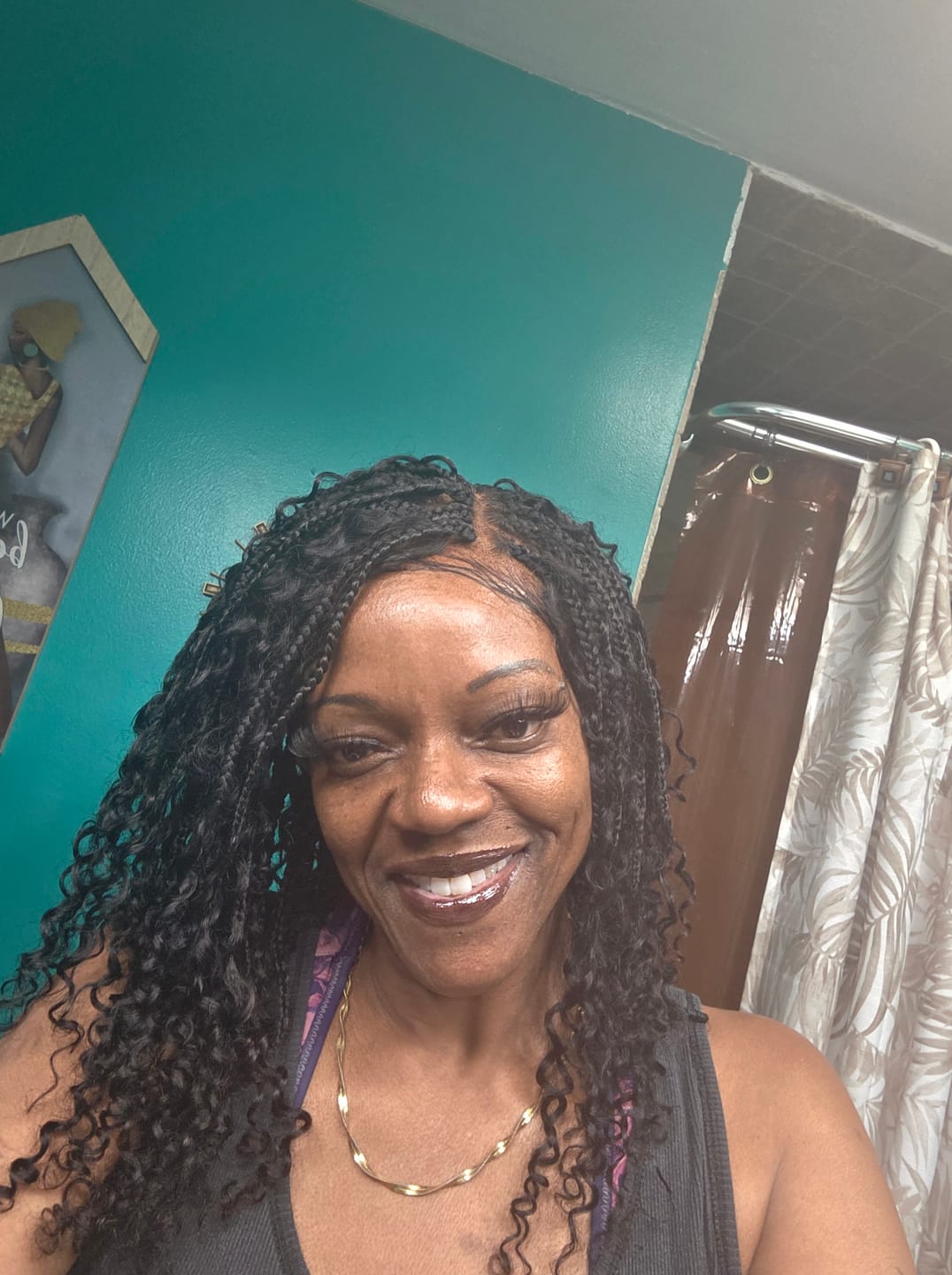 Customer photo review of Lulu - Bora Bora Pre Bleached Swiss HD Full Lace Human Hair Curly Wave Boho Box Braided Wig