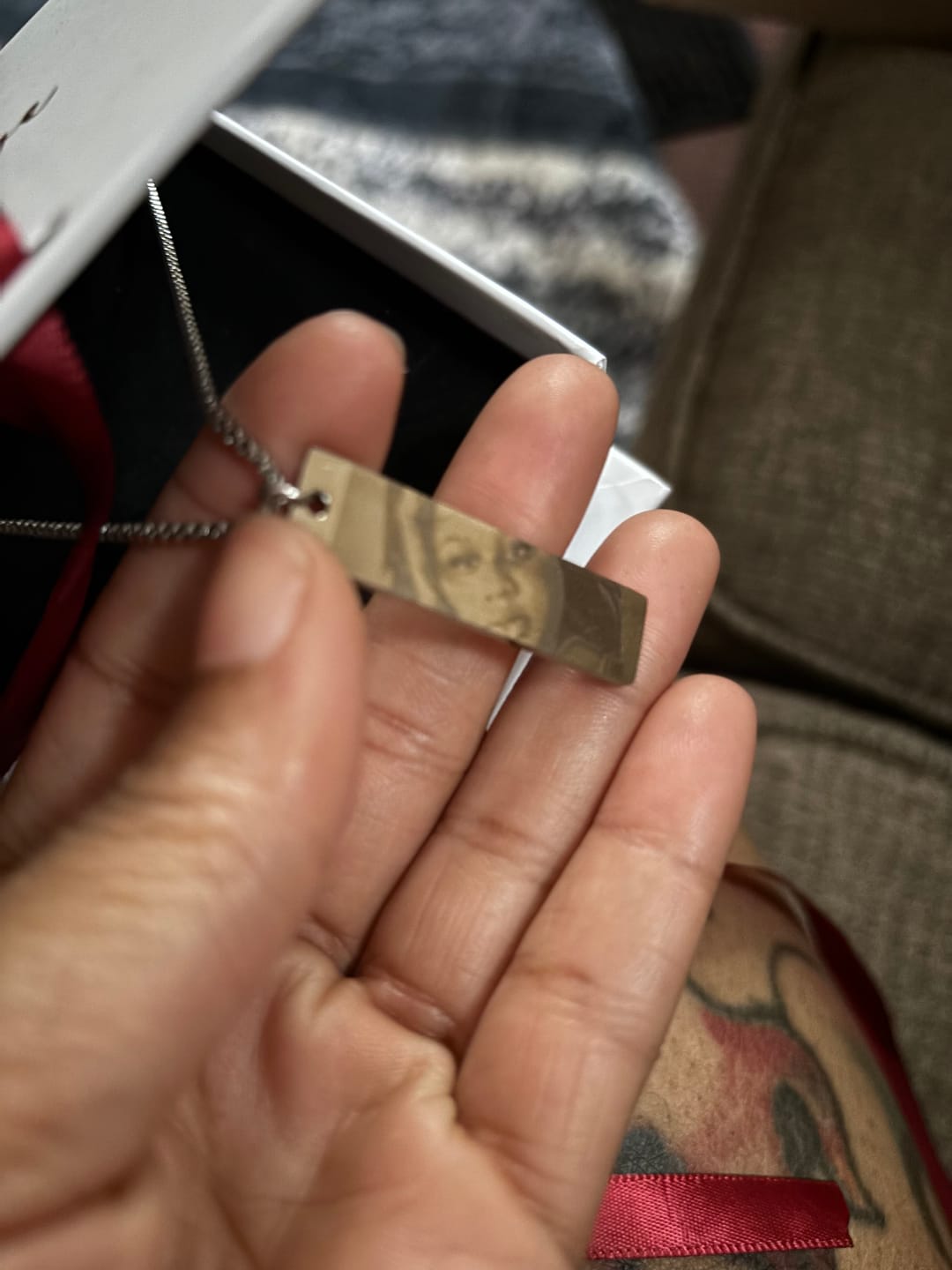 Customer photo review of Personalized Eye Photo Necklace