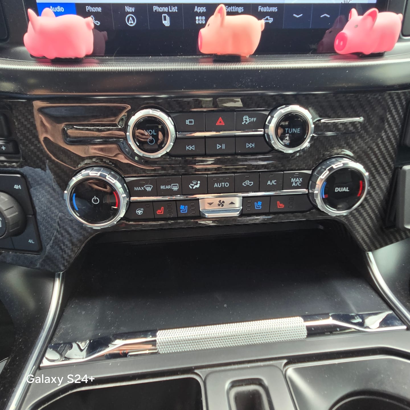 Customer photo review of F150 2021-Up AC Dash Control Panel Trim Carbon Fiber Cover