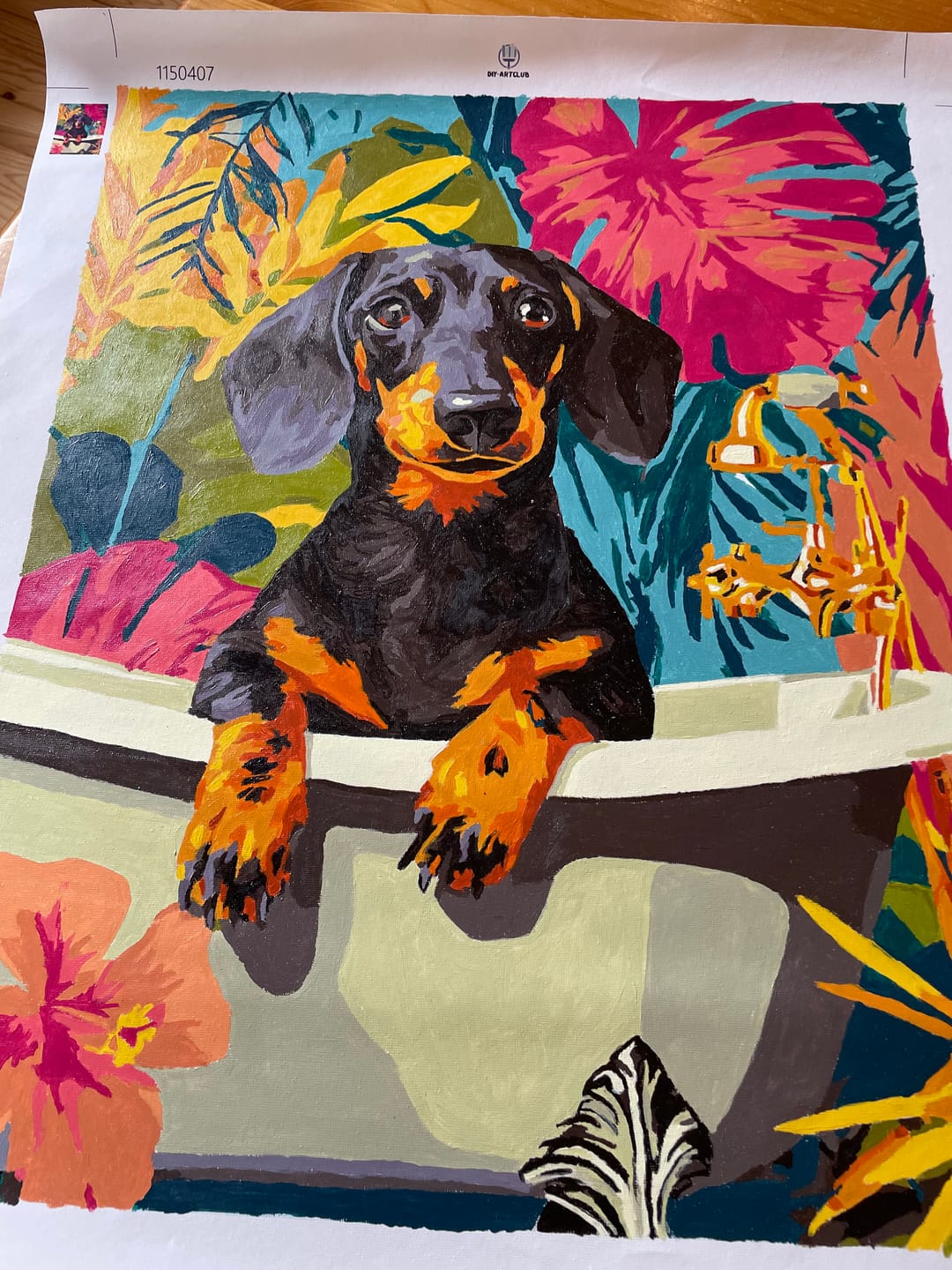 Customer photo review of Tropical dachshund | Paint by Number