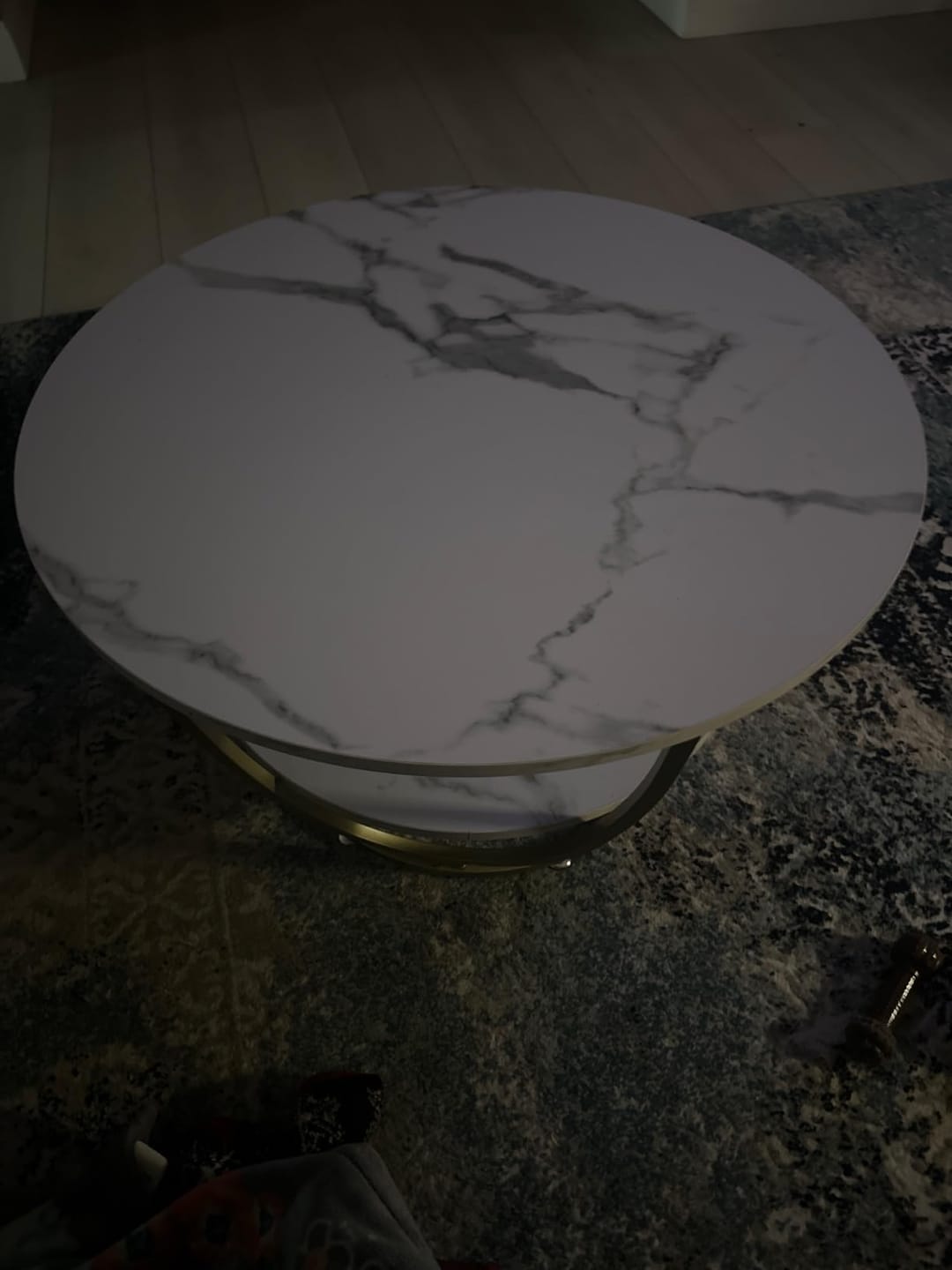 Customer photo review of Round Gold Coffee Table,2 Tier Coffee Tables for Living Room