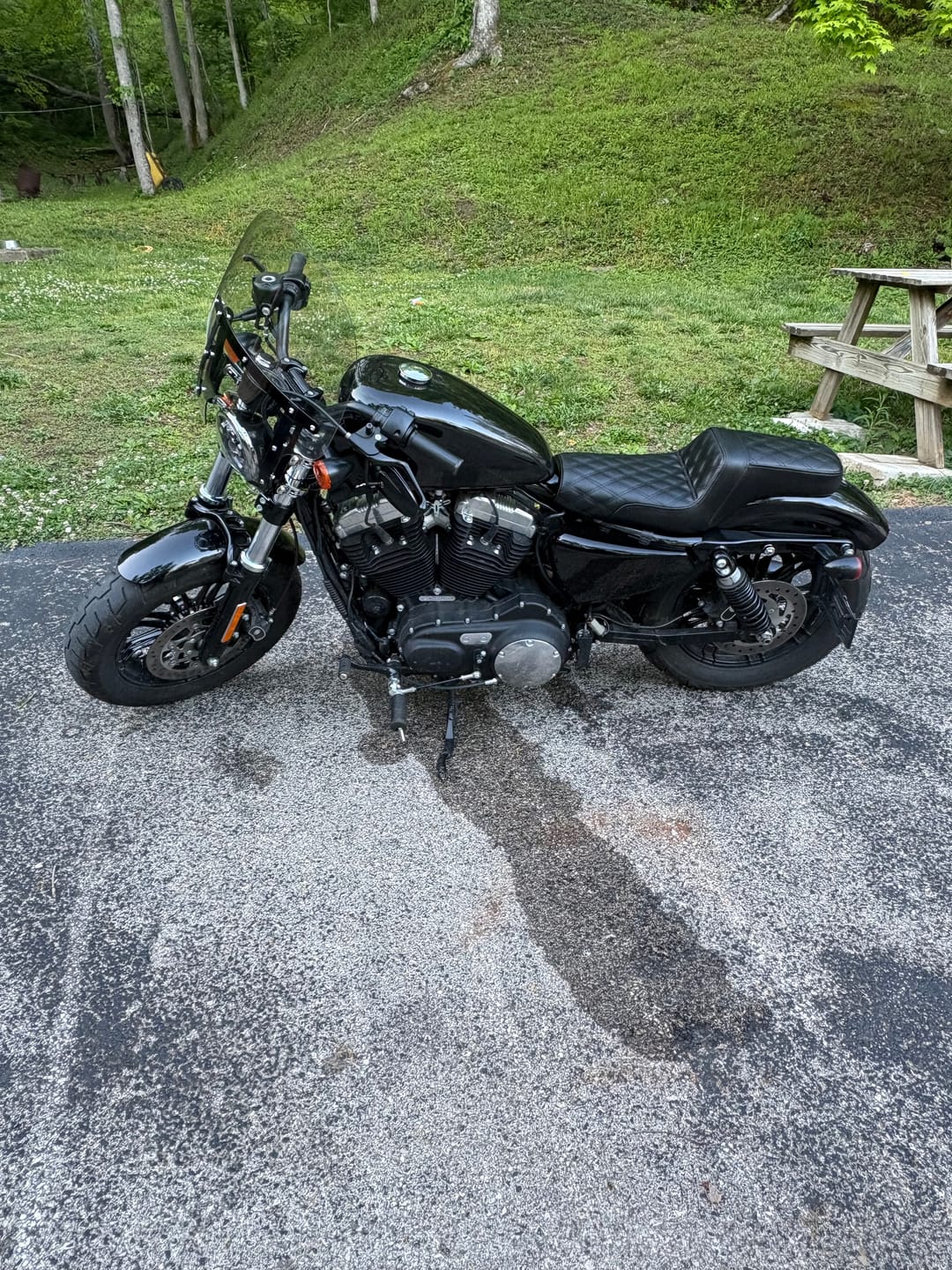 Customer photo review of Iron Born Diamond Stitch 2-Up Seat For Harley Sportster 1200 Custom XL1200C Black