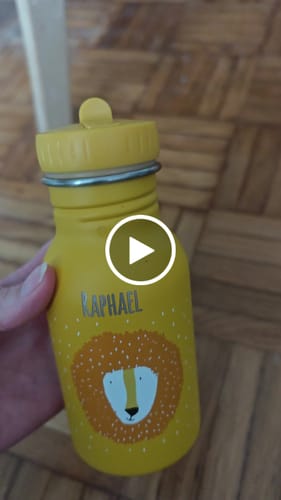 Kundenbewertung mit Video zu Personalized Trixie stainless steel water bottle with name - Kindergarten/Daycare - Water bottle - Gift for children - School/Back to School - Motiv: Löwe mit Name, Größe / Füllmenge: Klein (350 ml)