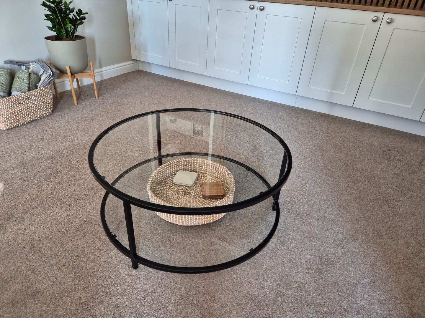 Customer photo review of Avery Round Glass Metal Coffee Table - Black