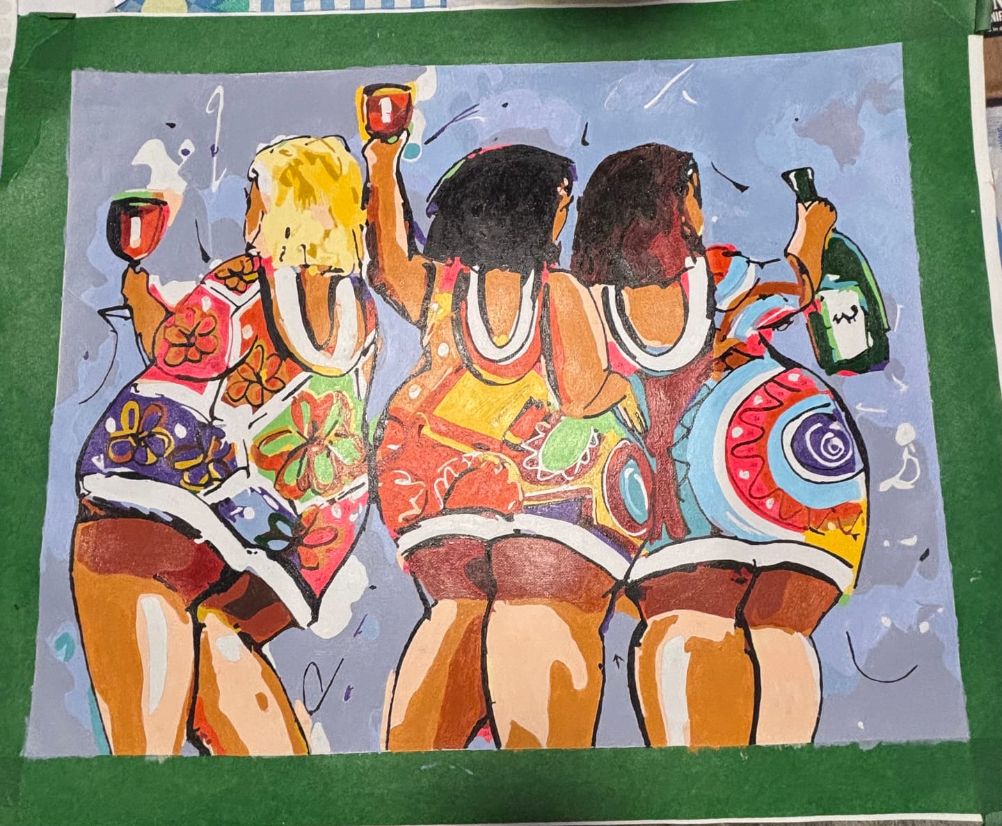 Customer photo review of The Wine of the Fat Ladies | Paint by Numbers