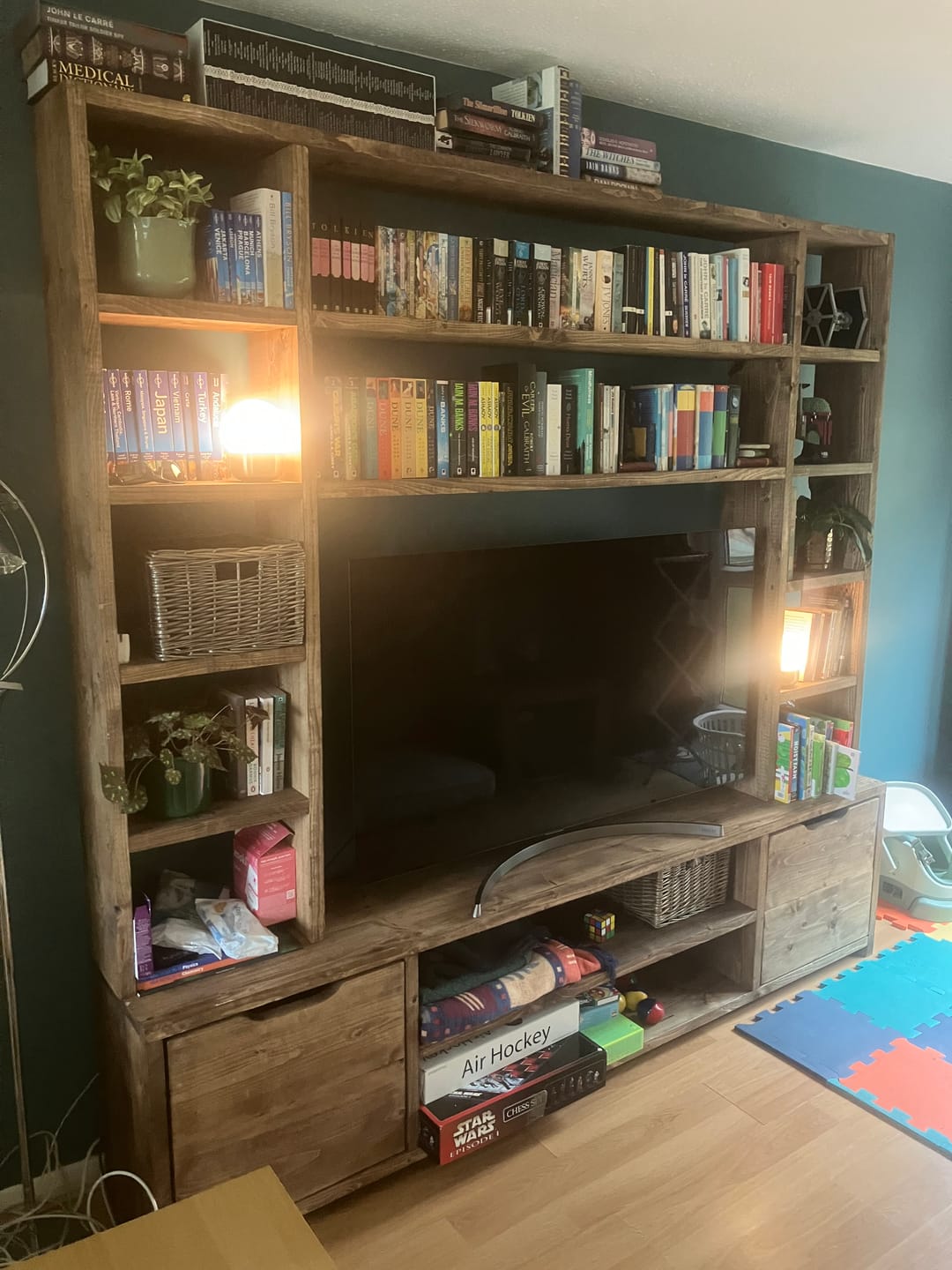 Customer photo review of Reclaimed Wood Bookcase / Shelving Units and - entertainment center