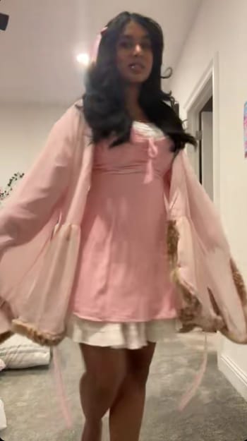 Customer photo review of Bambi Princess Fur Chiffon Robe (Pink)