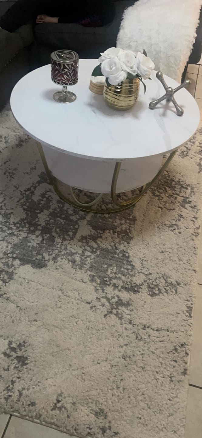 Customer photo review of Round Gold Coffee Table,2 Tier Coffee Tables for Living Room